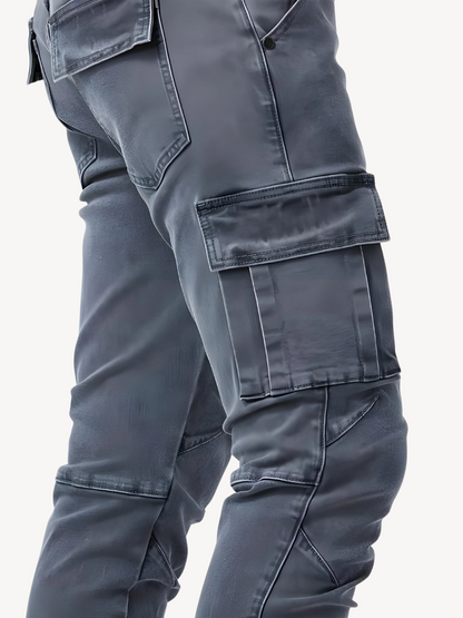 DANTE - PANTALONI CARGO JEANS ELASTICIZZATI